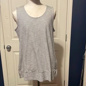 Lands' End White and Black Relaxed Tank Top